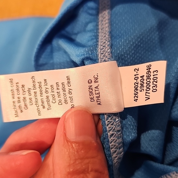 Athleta Birdie Polo Shirt 426902 Blue Ruched Athletic Top Size S EUC - Picture 8 of 8